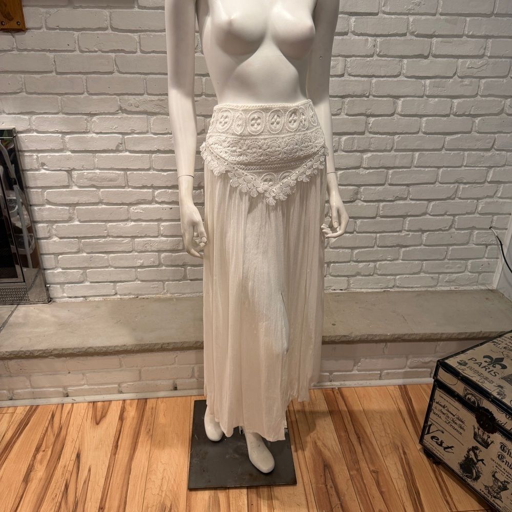 Lost In Lunar Ivory Lace Maxi Skirt Stevie Nicks Crochet Waist Festival Romantic